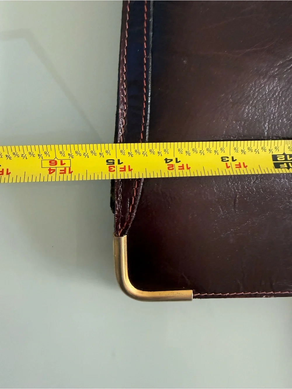 Classic Men's Leather Briefcase in Burgundy with Gold Accents